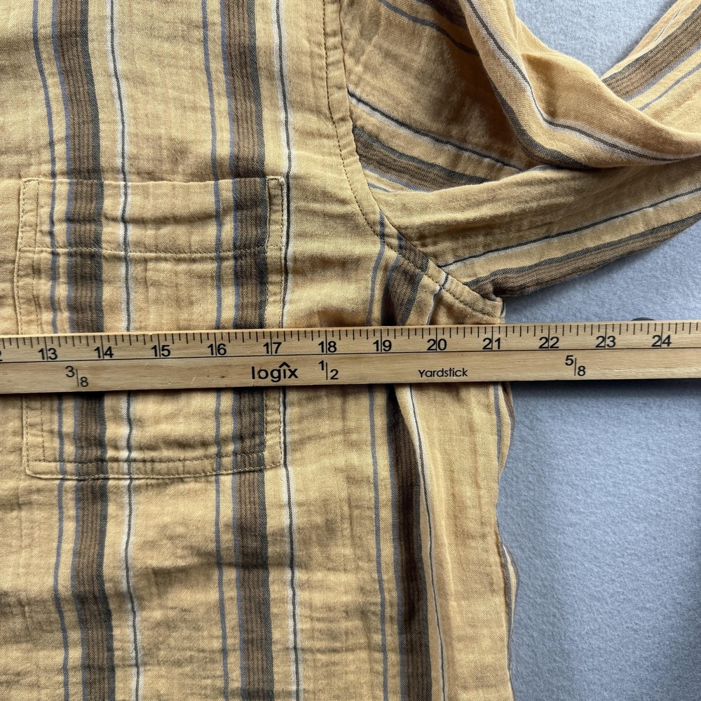 L.L.Bean Shirt Womens LG Petite Beige Cloud Gauze Striped Button Top Long Sleeve - Picture 3 of 7